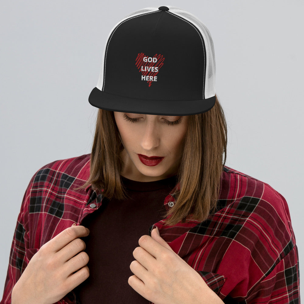 god live here Trucker Cap