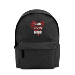 God lives here black Backpack