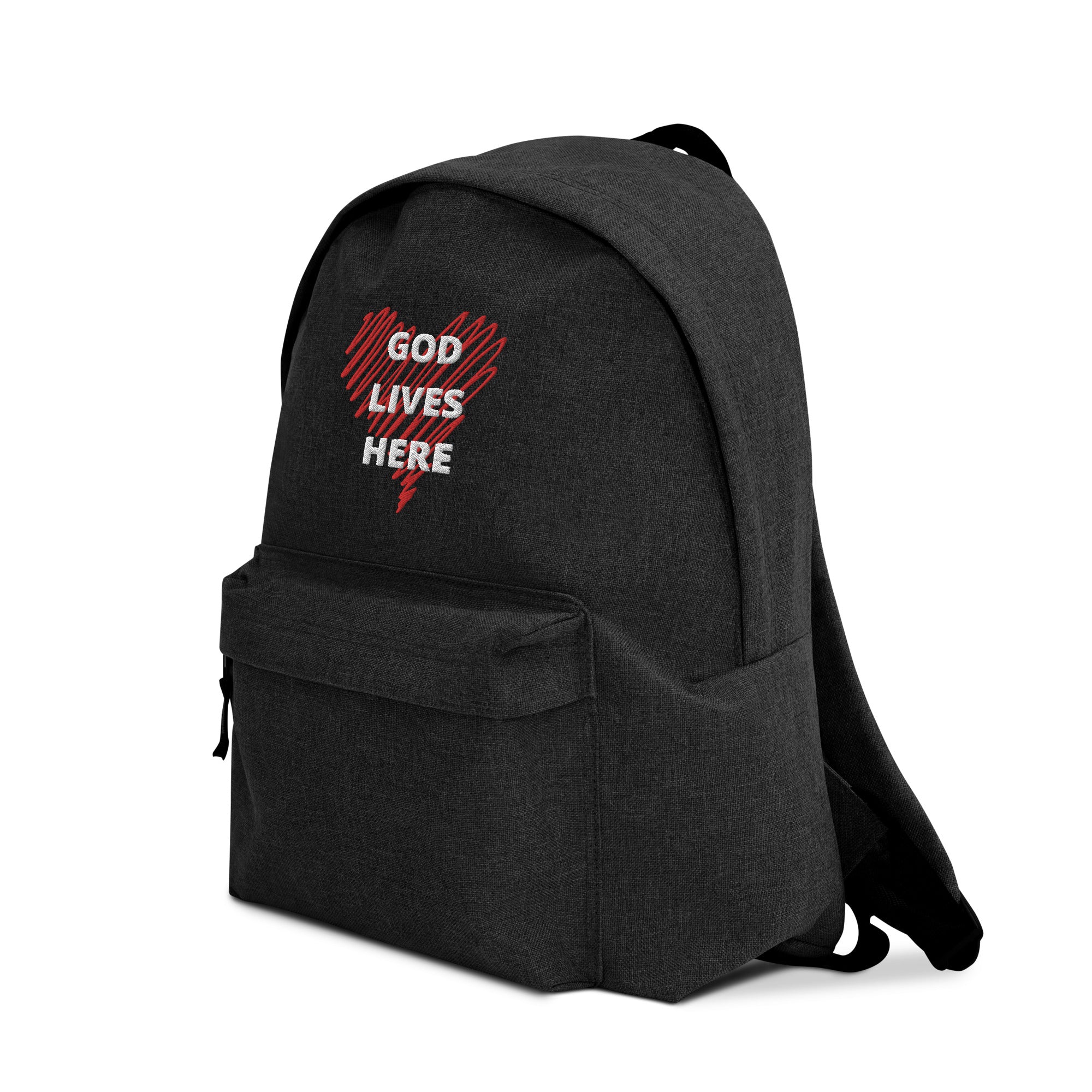 God lives here black Backpack