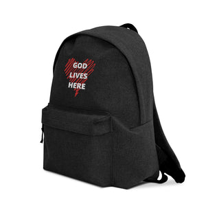 God lives here black Backpack