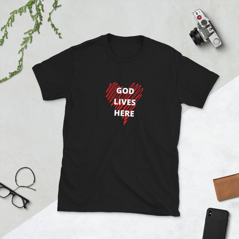 God lives here Short-Sleeve Unisex T-Shirt