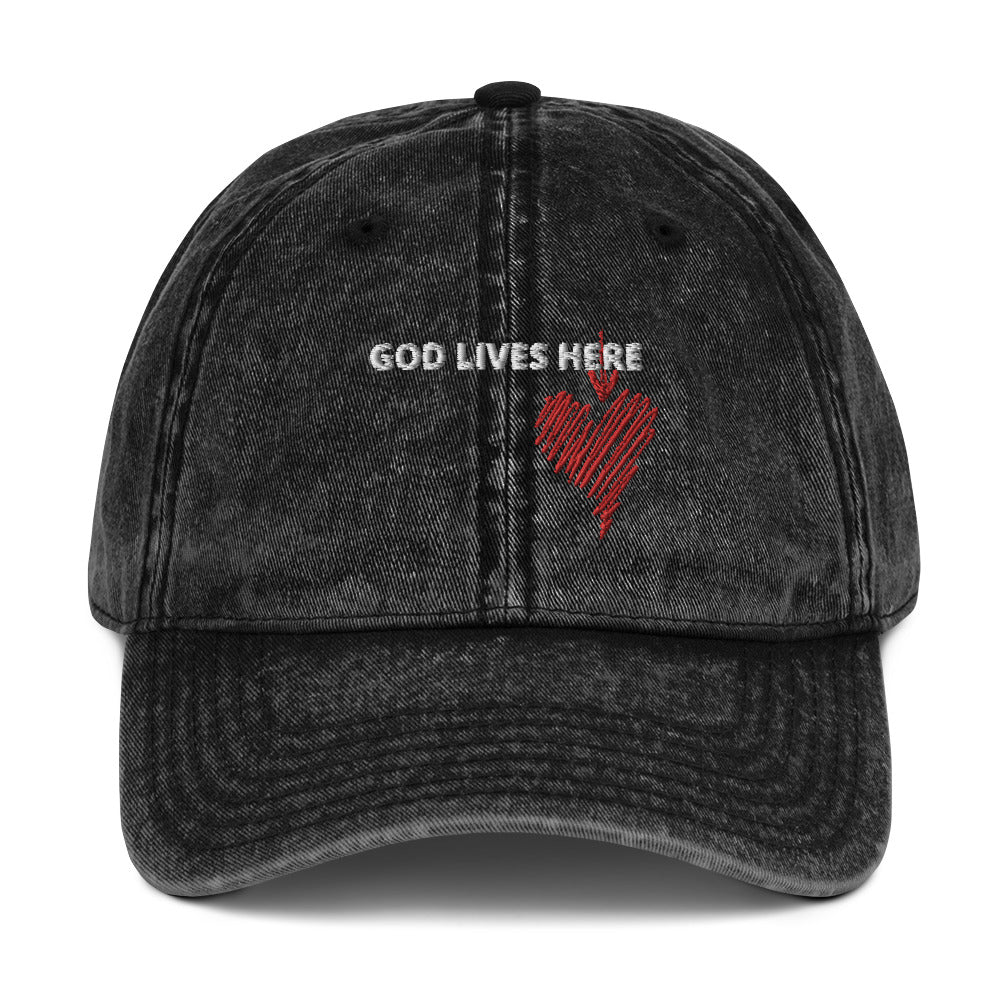 god lives here Vintage Cotton Twill Cap