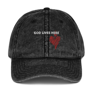 god lives here Vintage Cotton Twill Cap